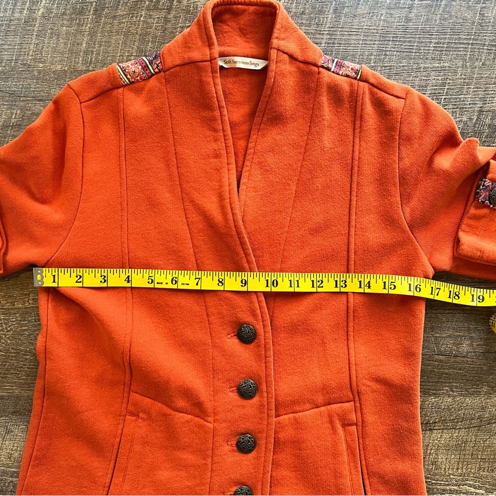 Soft Surroundings Nuance Orange Jacket with Tapestry Accent and Filigree Button - Picture 15 of 16